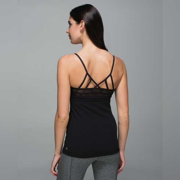 🌷SOLD🌷Lululemon Strappy Cage Bra Tank Cami▪︎Keyhole▪︎Mesh Inlays▪︎BLACK▪︎10 - Picture 4 of 11